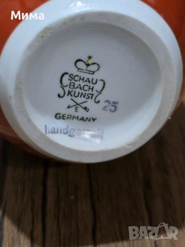 Винтидж немска оранжева вазичка, снимка 2 - Вази - 52510958