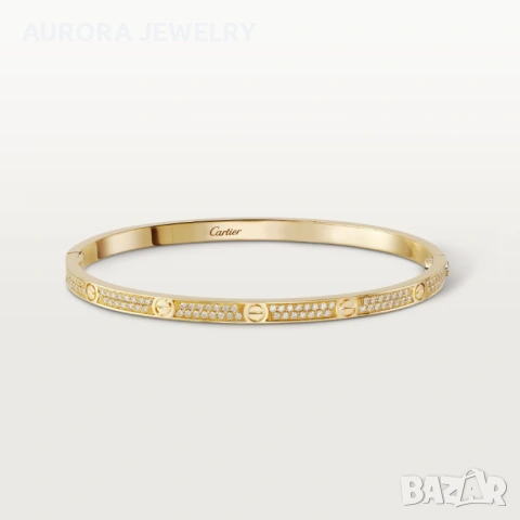 CARTIER Love Small Paved Gold Diamonds Гривна с Отверка, снимка 10 - Гривни - 53029594