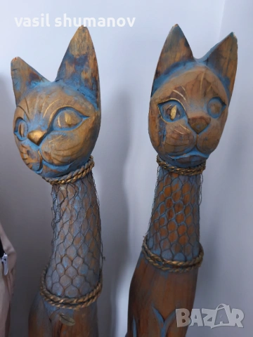 Две дървени старинни котки 80см, снимка 2 - Декорация за дома - 53476970