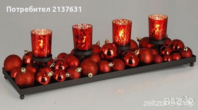НОВ ! Неразпечатван Комплект СВЕЩНИЦИ за ЧАЕНИ СВЕЩИ и 12 бр КОЛЕДНИ ТОПКИ , снимка 1