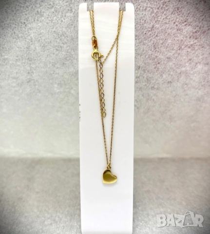 Тънко златно колие с плътно сърце-1,77 грама 14К (проба 585), снимка 4 - Колиета, медальони, синджири - 53814008