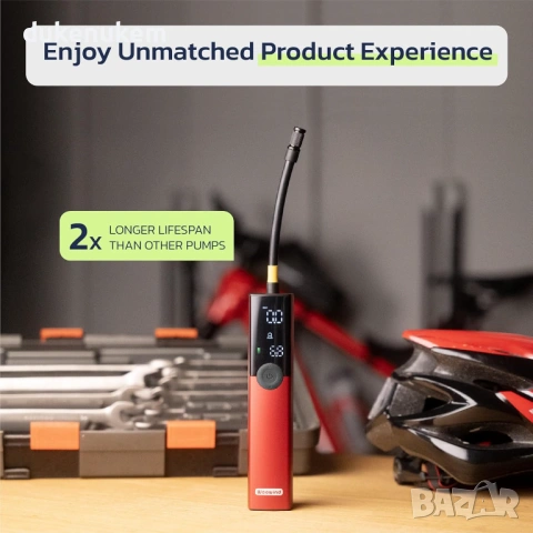 Електрическа помпа за гуми Woowind BP188 150 PSI с авто стоп, LCD дисплей, снимка 7 - Аксесоари за велосипеди - 53230299