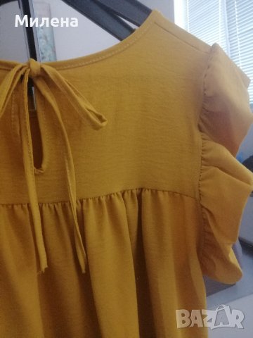 Блуза с къдри цвят горчица , снимка 4 - Ризи - 41981024