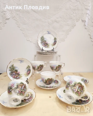 Чаен сервиз Royal Vale с английски пейзажи за 6 души, снимка 2 - Сервизи - 50780007