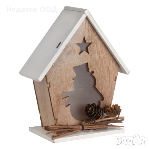 Коледна декорация, Светеща къща,  Дървена, 15 см, снимка 2 - Декорация за дома - 42702105