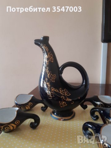 Рядка находка. Винтидж комплект от 5 чаши и стомна  Black Ceramic , снимка 7 - Антикварни и старинни предмети - 39646472