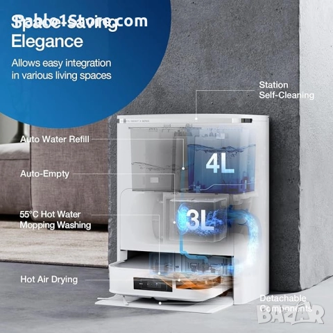 ECOVACS DEEBOT X2 OMNI Роботизирана прахосмукачка с моп 8000Pa, повдигане на мопа 15 мм, измиване с , снимка 4 - Прахосмукачки - 52030847