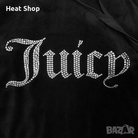 Дамски суичър Juicy Couture Velvet Diamante Cropped Hoodie, снимка 2 - Суичъри - 53438333