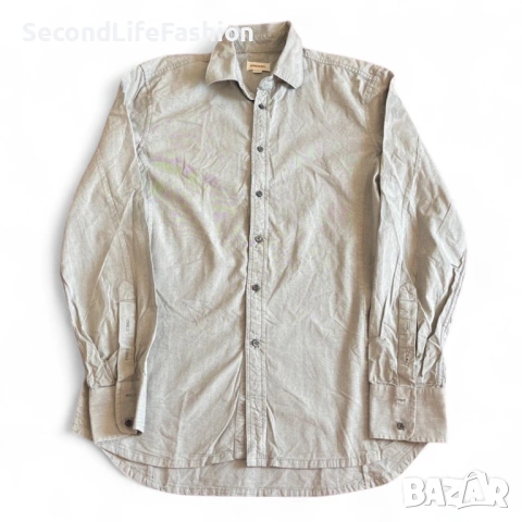 Мъжка риза с дълъг ръкав Diesel, сива, памучна, размер XL, с копчета