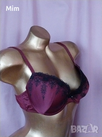 80 В Сатенен сутиен бордо, снимка 2 - Бельо - 53626727