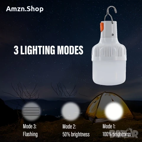 Преносима рибарска LED крушка къмпинг лампа за палатка акумулаторна, снимка 2 - Лед осветление - 50702433