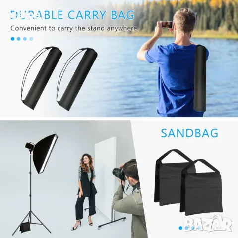 MSKIRA Стойка за фотографско осветление с калъф, 2 бр. Стойка за осветление, 2,1 M преносими стойки, снимка 2 - Чанти, стативи, аксесоари - 47423664