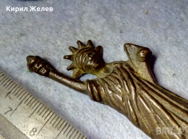 СТАРА МЕСИНГОВА ФИГУРКА - СТАТУЯТА на СВОБОДАТА За КОЛЕКЦИЯ ТЕМАТИЧНА ДЕКОРАЦИЯ МНОГО КРАСИВА 48755, снимка 4 - Колекции - 48729180