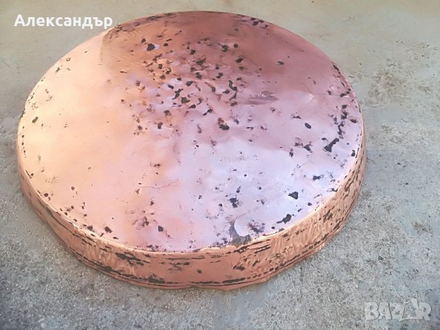 Стара медна тава ръчно кована с орнаменти , снимка 4 - Антикварни и старинни предмети - 35882354