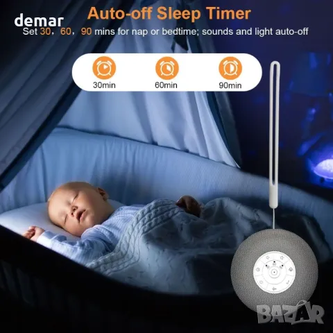 LED нощна лампа ZOESON с безжичен високоговорител, машина за бял шум, 39 успокояващи звука, снимка 6 - Детски нощни лампи - 47291930