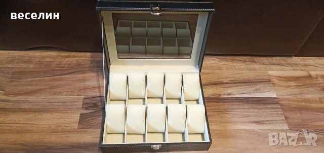 Луксозна кутия за 10 часовника от еко кожа, снимка 3 - Мъжки - 53228525