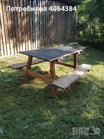 градинска маса + 2 пейки , снимка 4 - Маси - 55960083