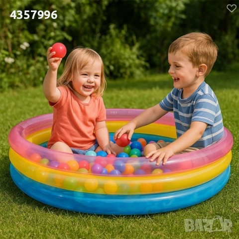 Детски надуваем басейн с цветни топки, 60 топки , снимка 2 - Надуваеми играчки - 52086824