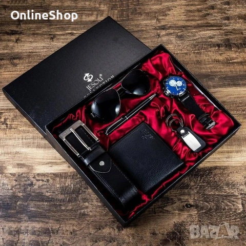 Jesou Collection мъжки подаръчен комплект, 6 в 1, снимка 2 - Портфейли, портмонета - 53386293