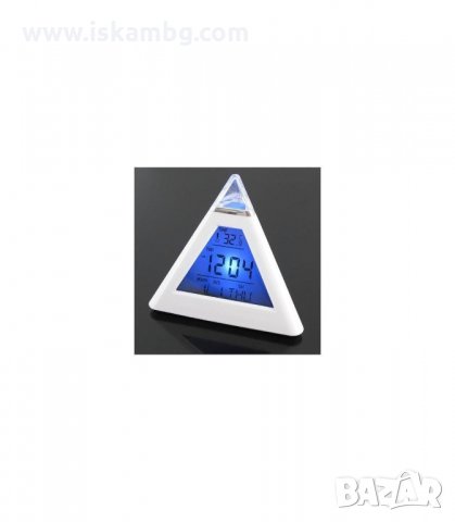 СВЕТЕЩ В 7 ЦВЯТА LED ЧАСОВНИК ПИРАМИДА - код 0215, снимка 3 - Друга електроника - 34087857