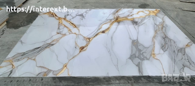 	Луксозен комплект PVC панели с мраморен 3D ефект – 3 броя с преливаща фигура