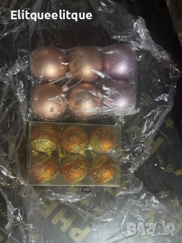 Комплект перлени коледни топки – 6 броя в различни цветове + подарък 6бр златисто блестящи топки, снимка 7 - Декорация за дома - 52228147