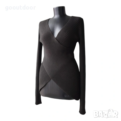 Wolford Front Wrap Style Ribbed Merino Wool Pullover (M), снимка 5 - Блузи с дълъг ръкав и пуловери - 53689641