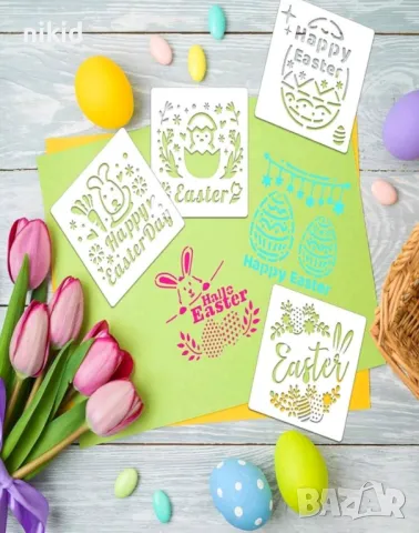 15 вида Великденски заек пиле яйце стенсил шаблон за спрей за торта украса Scrapbooking, снимка 4 - Други - 49704222