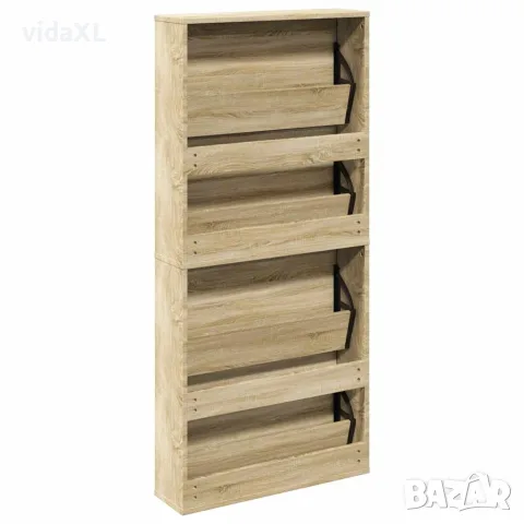 vidaXL Шкаф за обувки 4 нива с огледала, дъб, 63x17x134 cм, снимка 6 - Шкафове - 56146408