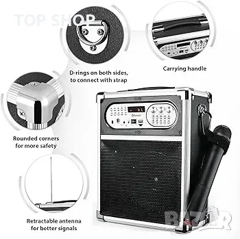 Караоке машина GJCrafts, преносим Bluetooth високоговорител с UHF безжичен микрофон, снимка 5 - Караоке - 48770489