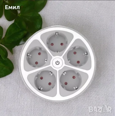 Кръгъл разклонител Muhler с ключ 5 гнезда, 1,5 метра, снимка 3 - Друга електроника - 47703496