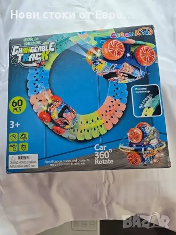 Светеща в тъмното сменяема състезателна  писта,гъвкав комплект от 60 части за състезателни коли, снимка 6 - Електрически играчки - 49222351
