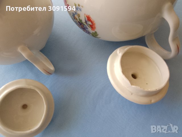  Стар Порцеланов чайник и захарница за чай , снимка 6 - Антикварни и старинни предмети - 41417845