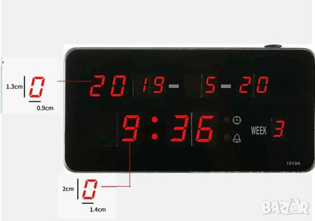 LED часовник с аларма, календар, 1019А, снимка 3 - Друга електроника - 42603694