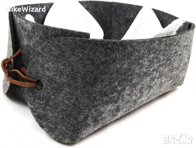 CharmingBoxes кошница за съхранение от филц, памучен плат и кожена каишка20 x 17 x 10 cm НОВА, снимка 6 - Други - 34398266
