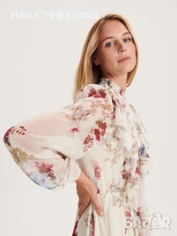 Разкошна нова дълга елегантна рокля флорален десен нежни цветя волани къдри феерична вълнообразна , снимка 7 - Рокли - 42183885