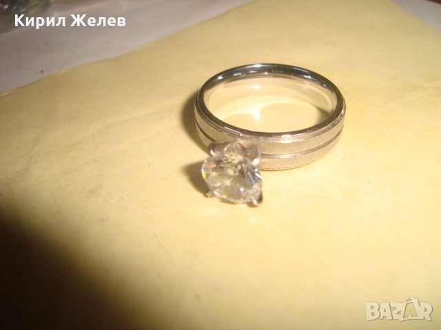 ПОСРЕБРЕН СТОМАНЕН МОДЕН СКЪПОЦЕНЕН ПРЪСТЕН с ГОЛЯМ ФАСЕТИРАН ЦИРКОН БЛАГОРОДНА СТОМАНА 26282, снимка 9 - Пръстени - 34632668