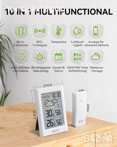 BALDR безжична метеостанция с външен сензор и DCF часовник, снимка 6 - Друга електроника - 53019046