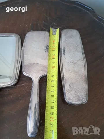 винтидж посребрен комплект Фасетирано огледало с две четки  5/2, снимка 13 - Антикварни и старинни предмети - 49081843