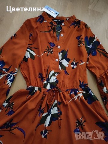 Дамска рокля риза с буфан ръкав М размер + подарък обички, снимка 7 - Рокли - 42597045