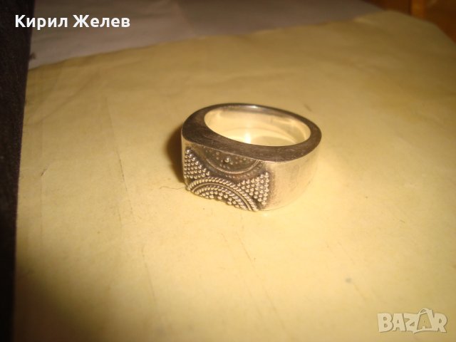 СТАР СРЕБЪРЕН АРТ ДЕКО ПРЪСТЕН ОКСИДИРАНО СРЕБРО 925 РЯДКА РЪЧНА МАЙСТОРСКА УНИКАЛНА ИЗРАБОТКА 25995, снимка 13 - Пръстени - 35975675