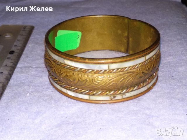 ПРЕВЪЗХОДНА СТАРА БРОНЗОВА ФЛОРАЛНО ОРНАМЕНТИРАНА СЕДЕФЕНА КЛАСИЧЕСКА РЕТРО ГРИВНА 70581, снимка 11 - Антикварни и старинни предмети - 41281362