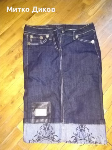 Дънкова пола Филип Плейн нова №27 ханш 35 см отгоре додолу 56см, снимка 2 - Поли - 44405526