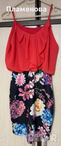 Дамска лятна рокля с цветя - S/M, снимка 4 - Рокли - 49336946