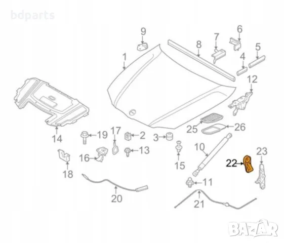 Дръжка за отваряне на преден капак BMW X3 F25 2010-,X4 F26 2013-, снимка 5 - Части - 56141010