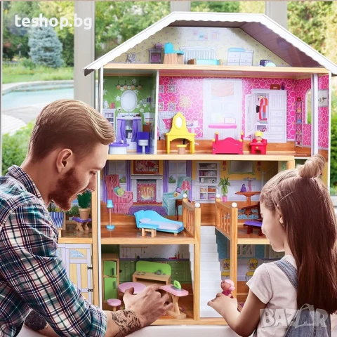 Детска дървена къща ГОЛЯМА ИГРАЧКА с мебели 100% реалистична произведена в Германия, снимка 11 - Образователни игри - 50952070