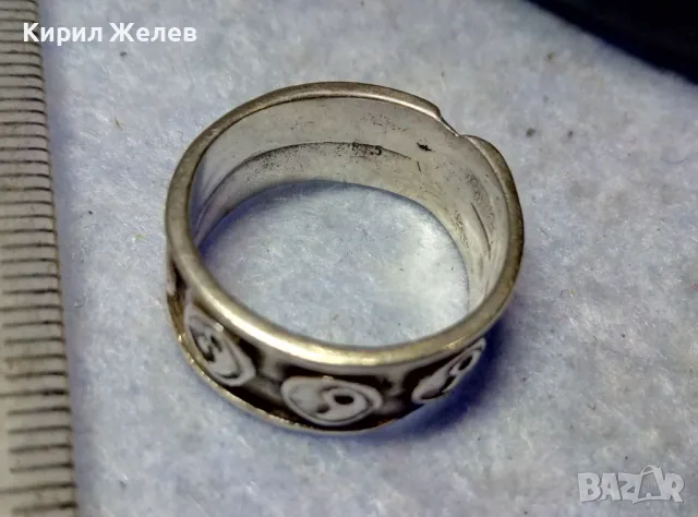 СТИЛЕН АРТ ДИЗАЙН СРЕБЪРЕН ПРЪСТЕН Тип ХАЛКА ЛАКИРАНО СРЕБРО 925 с Ин и Ян ОРНАМЕНТИКА 48568, снимка 3 - Пръстени - 49704290