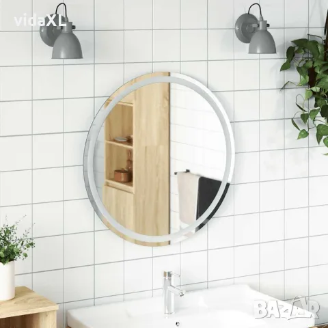 vidaXL LED огледало за баня 70 см кръгло, снимка 2 - Огледала - 56147314