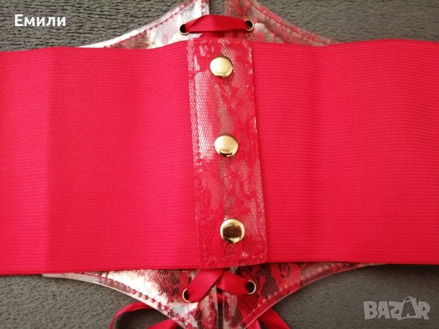 Червен дантелен корсет колан за талия със сатенени връзки , снимка 7 - Корсети, бюстиета, топове - 42050632