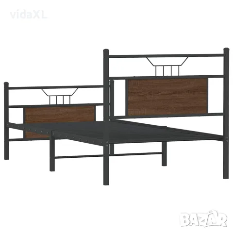vidaXL Рамка за легло без матрак кафяв дъб 80x200 см инженерно дърво, снимка 8 - Спални и легла - 56147483